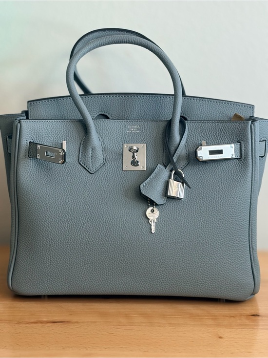 H Handbags - Cloudy skies Satchel Bleu Lin chai Gris PHW PLK vintage Togo light blue 30